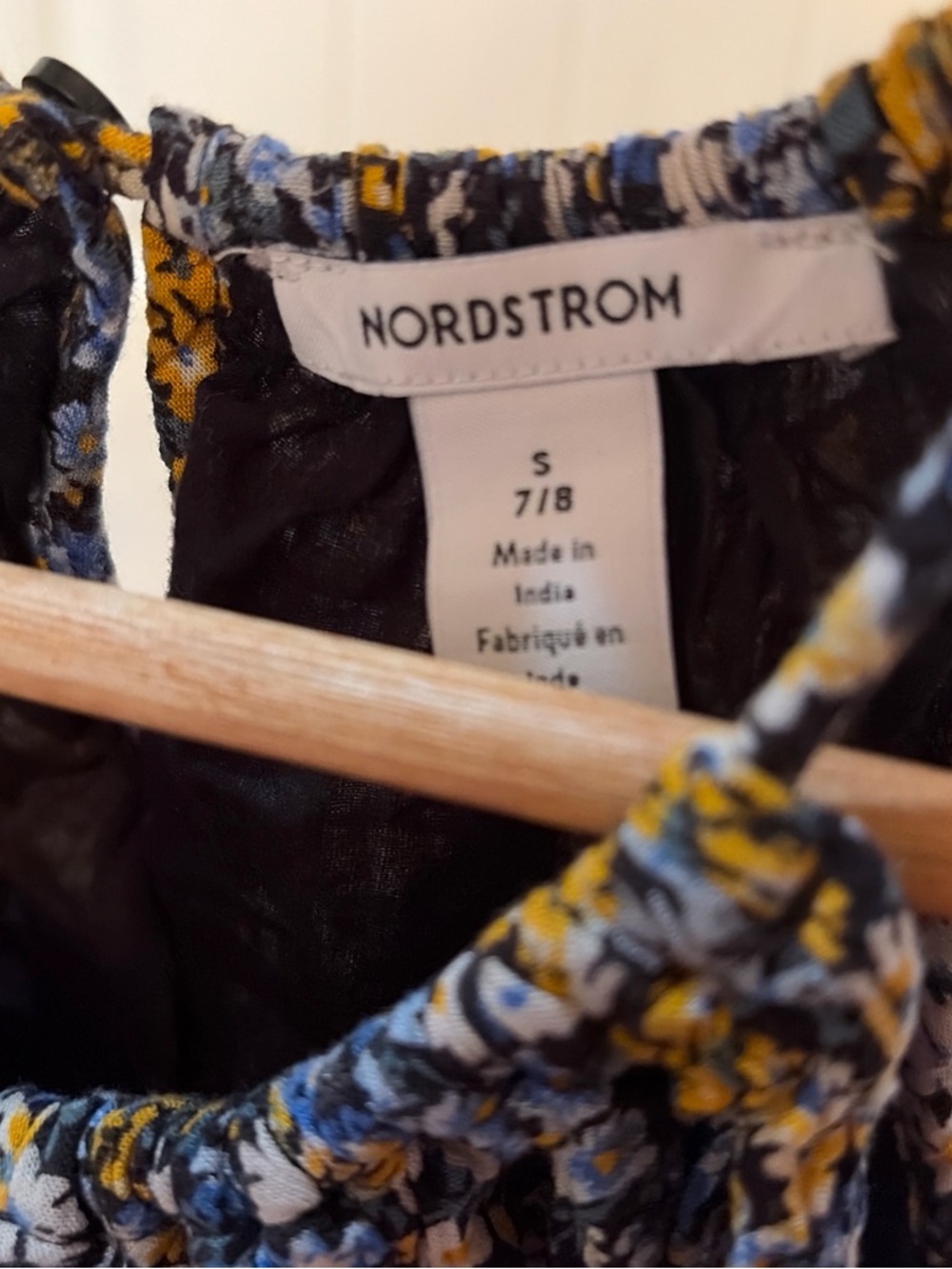 Nordstrom Navy Floral Halter Dress with Blue & Mustard Accents - Picture 3 of 3